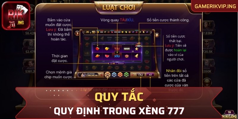 Quy tắc được quy định trong Xèng 777